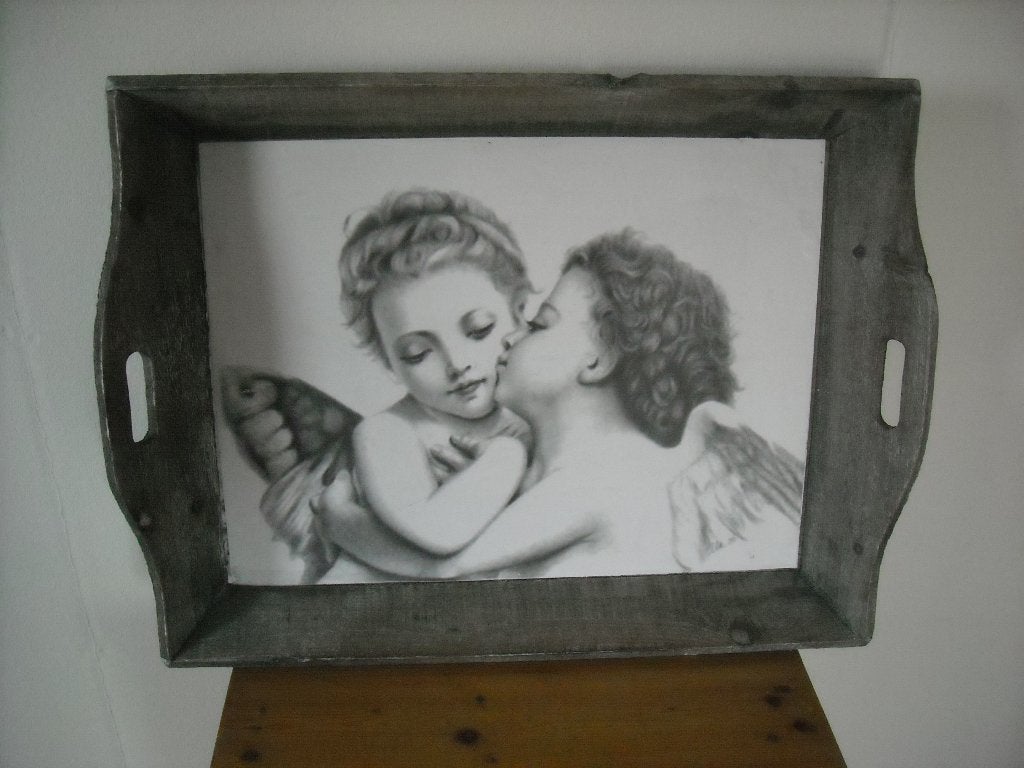 brocante dienblad met engeltjes, Ophalen of Verzenden
