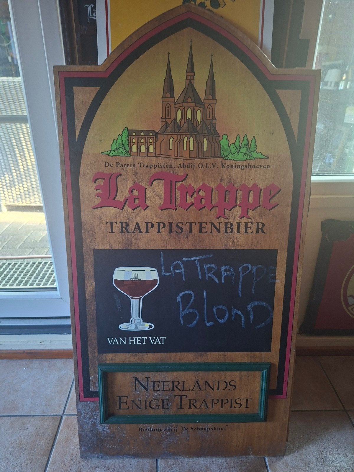 La Trappe Trappistenbier Dubbelzijdig Reclamebord, Ophalen, Gebruikt, Reclamebord, Plaat of Schild, La Trappe