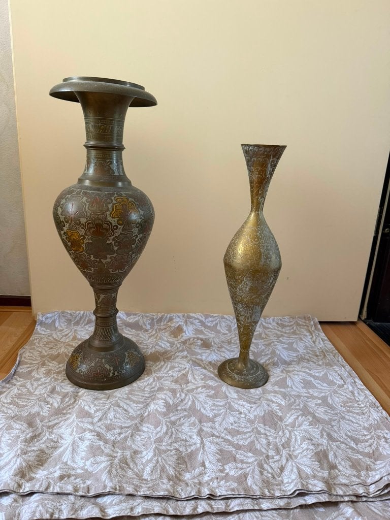 Indiase kopen vazen (52 en 45 cm hoogte), Ophalen of Verzenden
