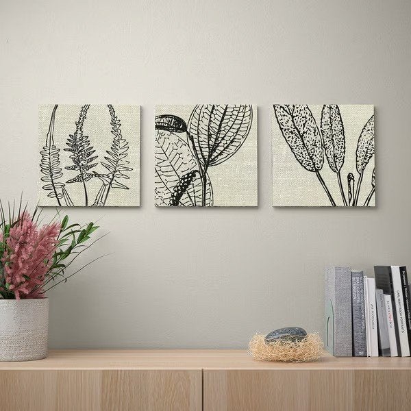 IKEA PJÄTTERYD – set van 3 botanische wanddecoraties, Ophalen, Groen, Schilderij, Textiel