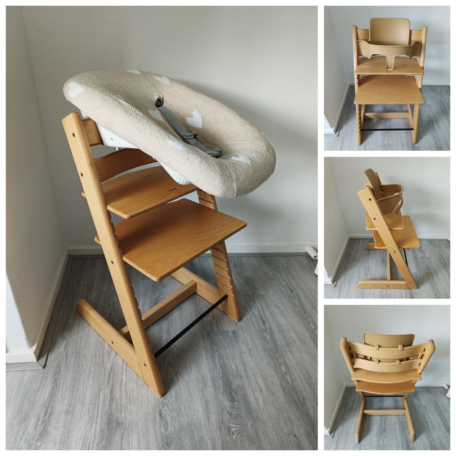 Stokke Tripp Trapp naturel+babyset,2 standen newbornset,hoes, Meegroeistoel, Ophalen of Verzenden, Zo goed als nieuw, Stokke Tripp Trapp