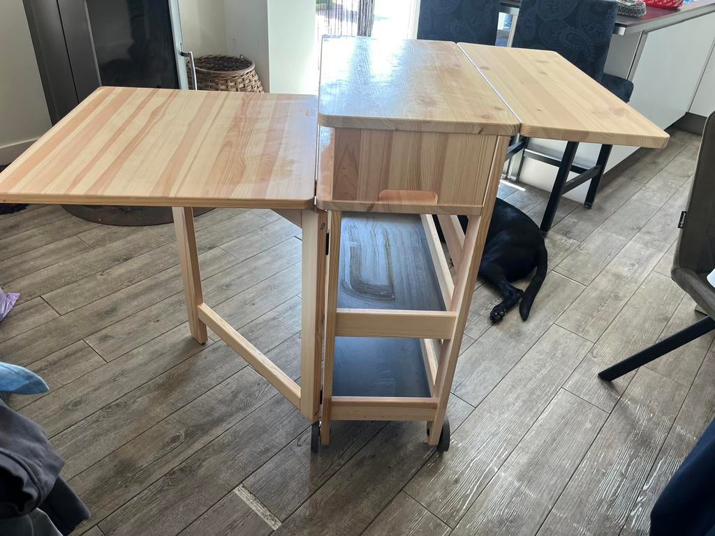Ikea Handige opklapbare eettafel van grenenhout, Ophalen, Gebruikt, 100 tot 150 cm, Tot twee personen