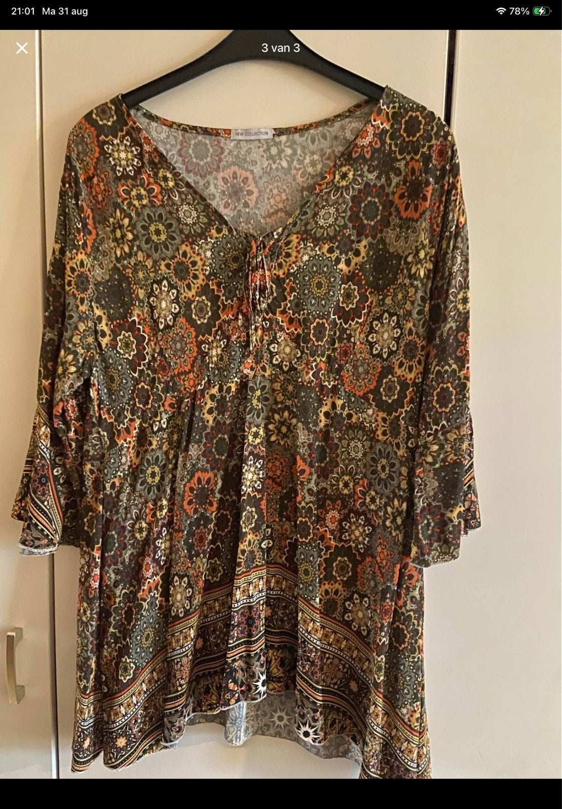 Boho Blouse met Bloemenprint - One Size, Ophalen of Verzenden, Nieuw, Maat 42/44 (L), Meerkleurig