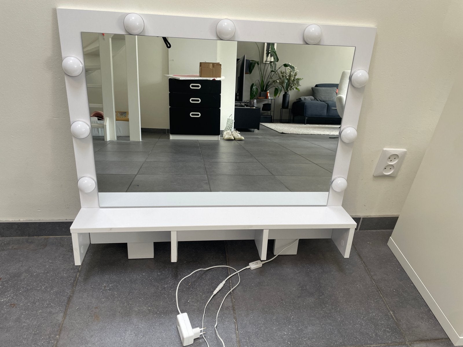 Make-up spiegel met verlichting, Huis en Inrichting, Woonaccessoires | Spiegels, Ophalen, Gebruikt, 75 tot 100 cm, Minder dan 100 cm