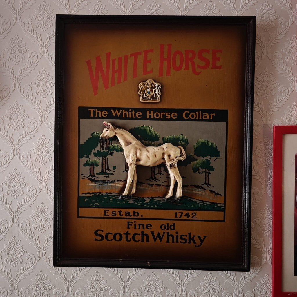 Horeca wandbord White Horse 3D, Ophalen, Gebruikt, Hout, Klassiek