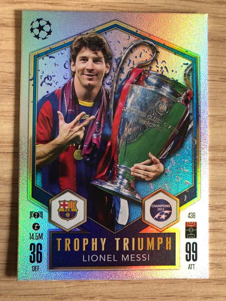 Topps Match Attax Lionel Messi Trophy Triumph Champions, Ophalen of Verzenden, Zo goed als nieuw