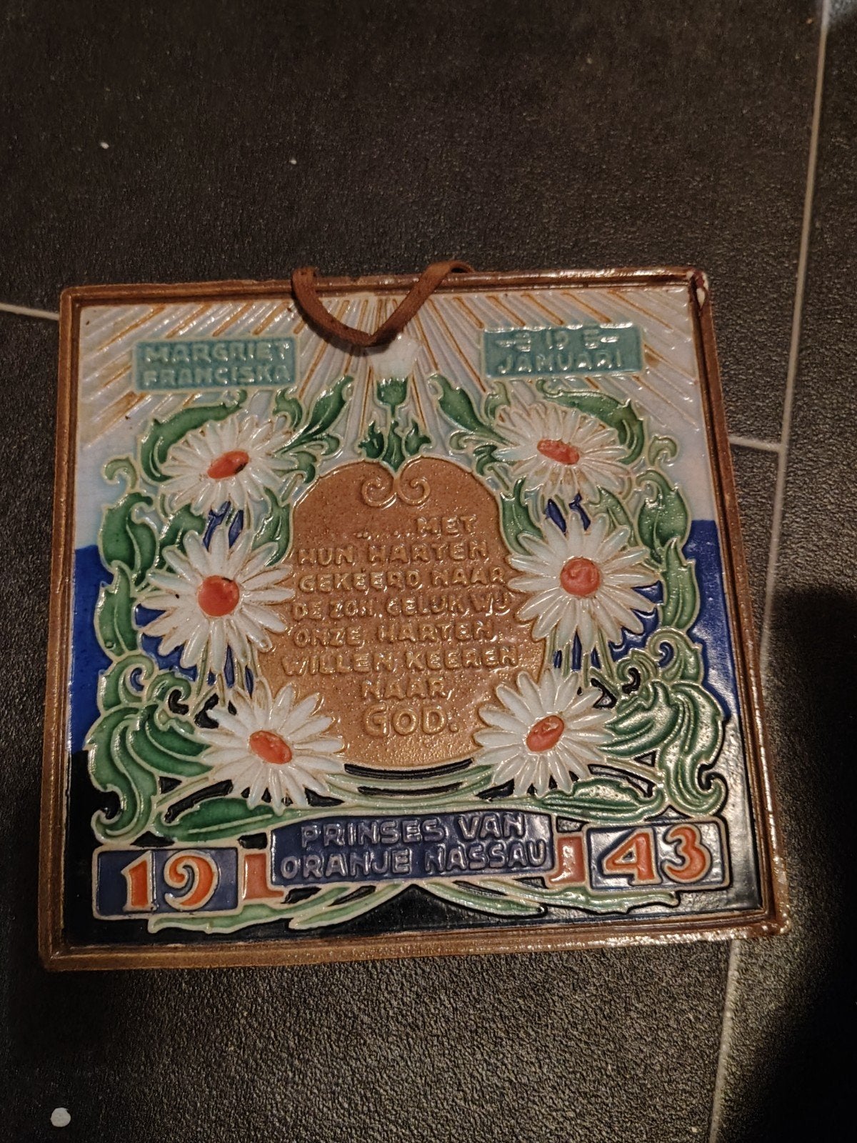 Tegel Prinses Margriet Cloisonné Westraven 1943, Ophalen of Verzenden