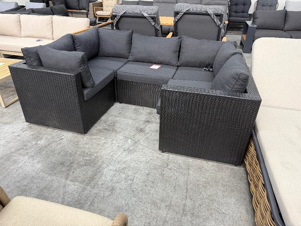 Wicker loungeset zwart NIEUWSTAAT, Ophalen, 4 zitplaatsen, Denza Furniture, NVT