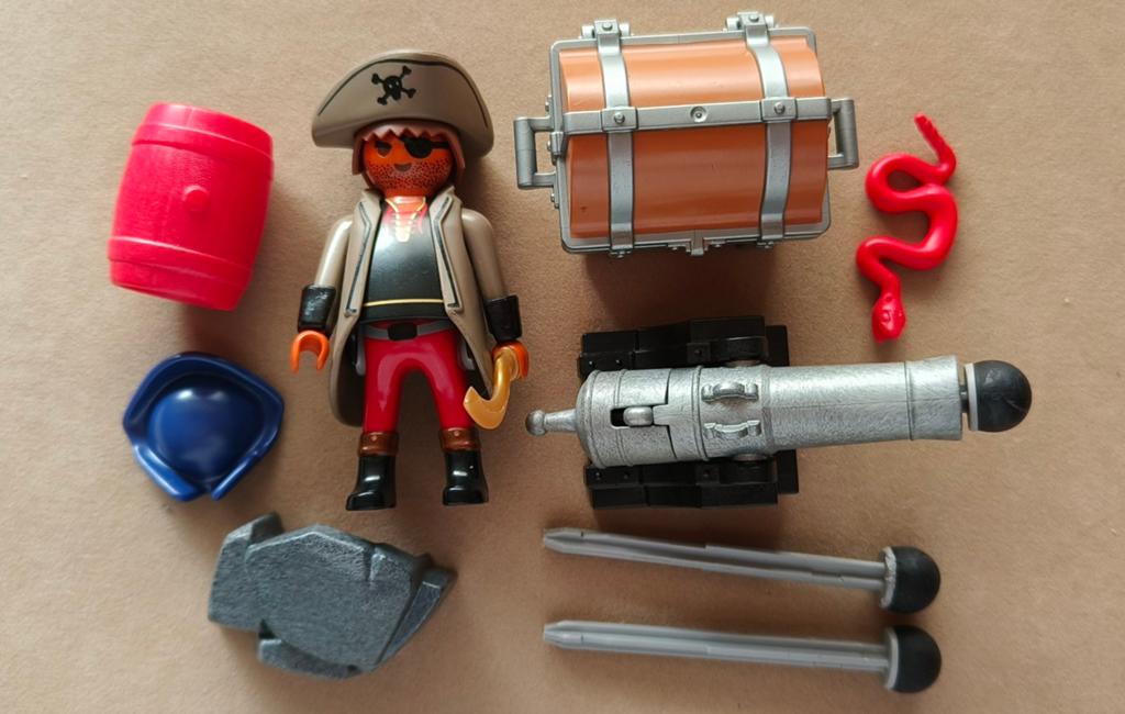 Playmobil Piraten set met piraat, kanon en schatkist, Ophalen of Verzenden, Gebruikt, Los playmobil