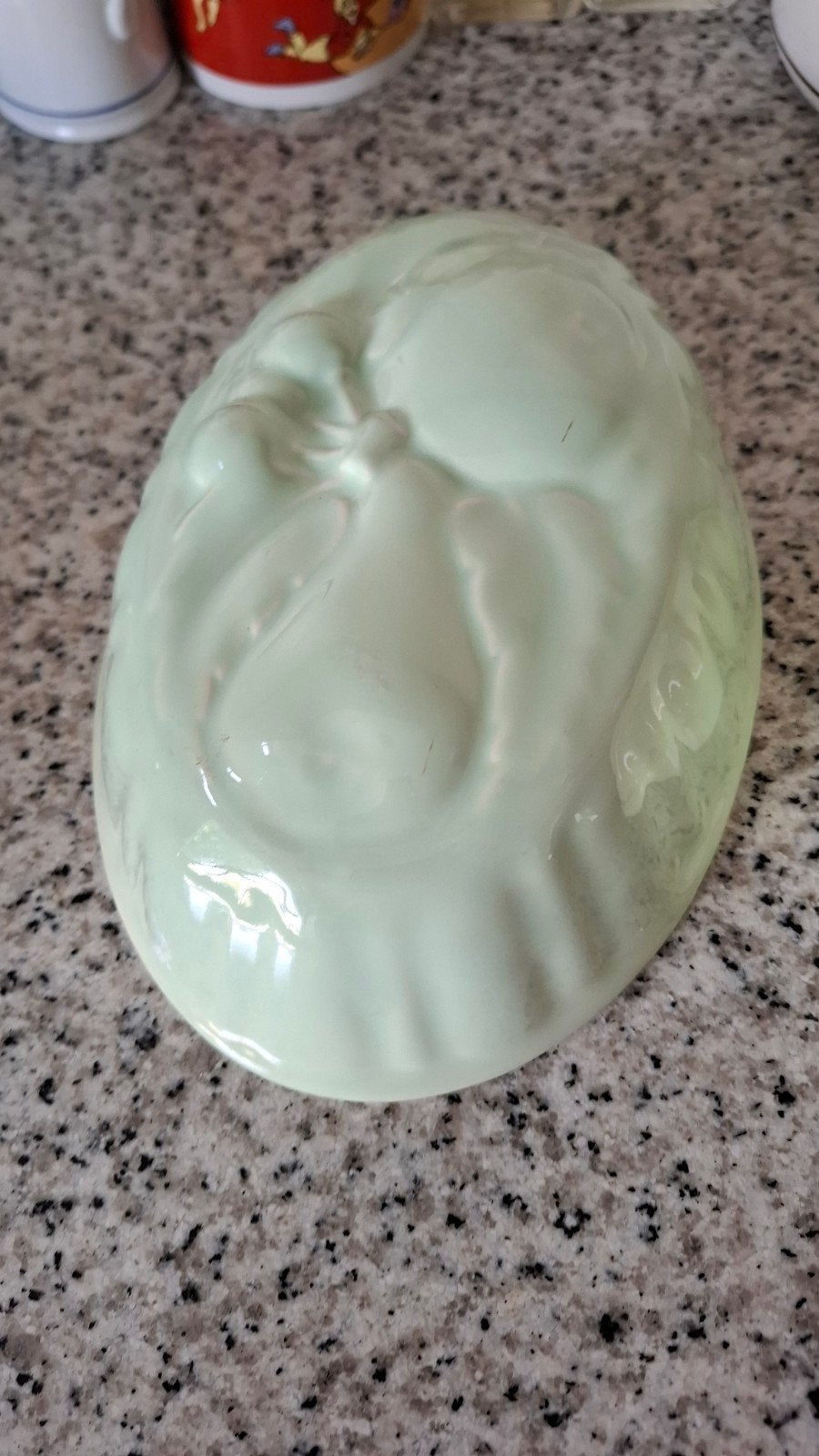 brocante pastelkleurige groene puddingvorm fruit chipje, Ophalen of Verzenden