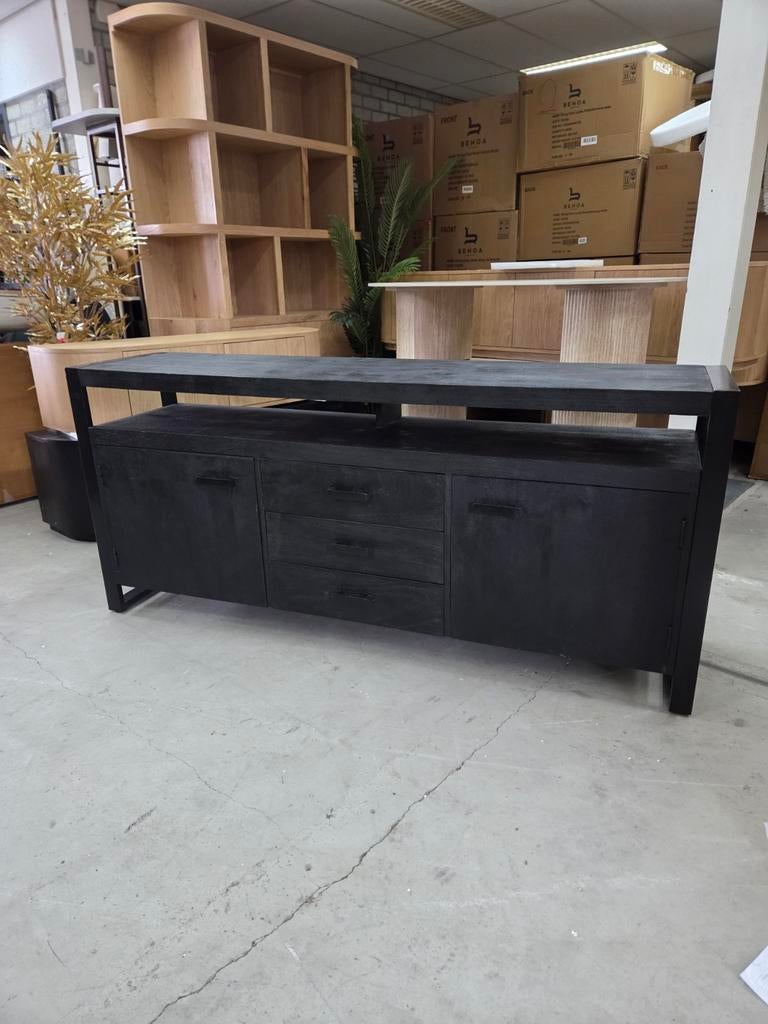 Dressoir Norris Mangohout en staal 180 cm in de kleur Zwart, Ophalen, ., Nieuw, Livingfurn