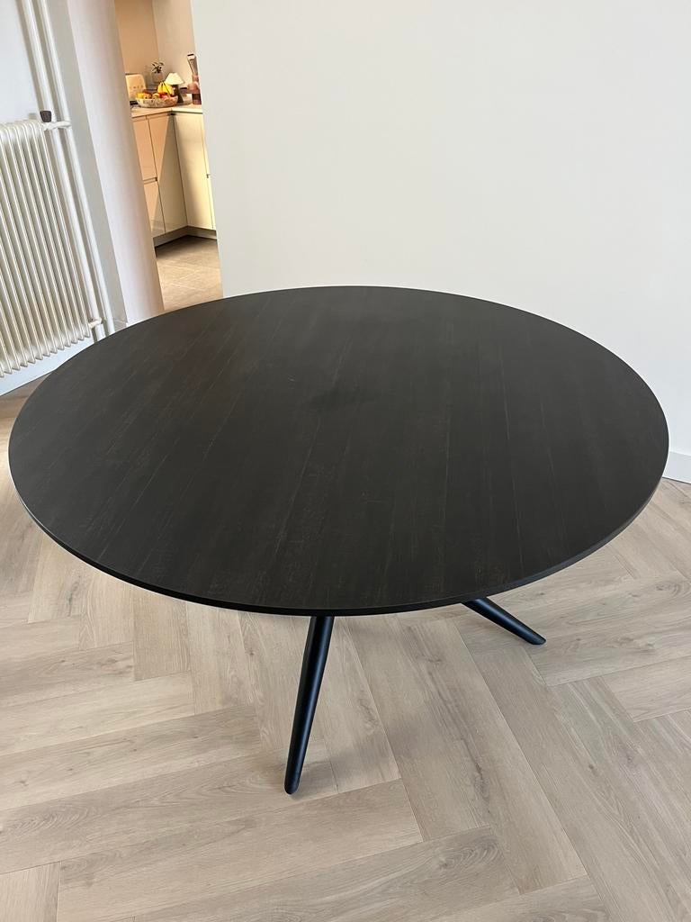 Kunststof zwarte eettafel rond - 150cm diameter, Kunststof, 150 tot 200 cm, Rond, Ophalen of Verzenden