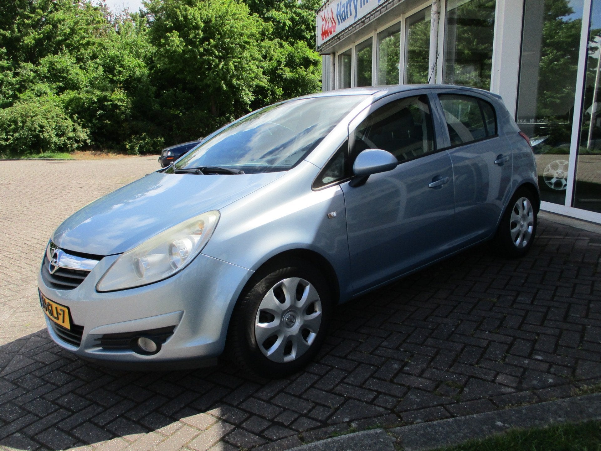 Opel Corsa 1.4-16V Enjoy Kan direct mee! 5 Deurs! Airco!, Voorwielaandrijving, Gebruikt, 4 cilinders, Blauw