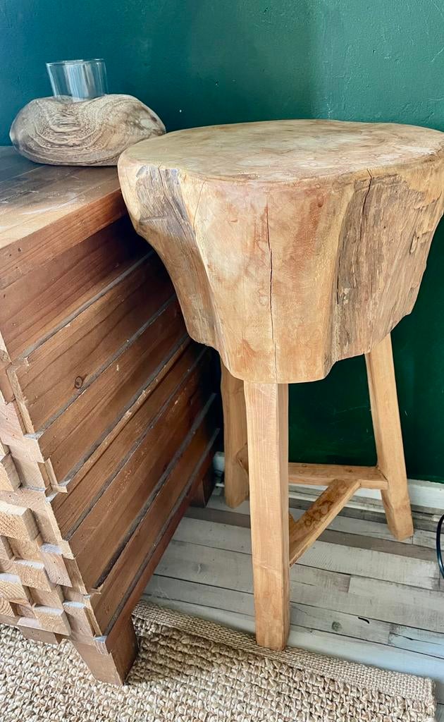 Boomstam  bijzettafel/hakblok 60 cm hoog, Huis en Inrichting, 45 tot 60 cm, Minder dan 55 cm, Rond, Ophalen of Verzenden