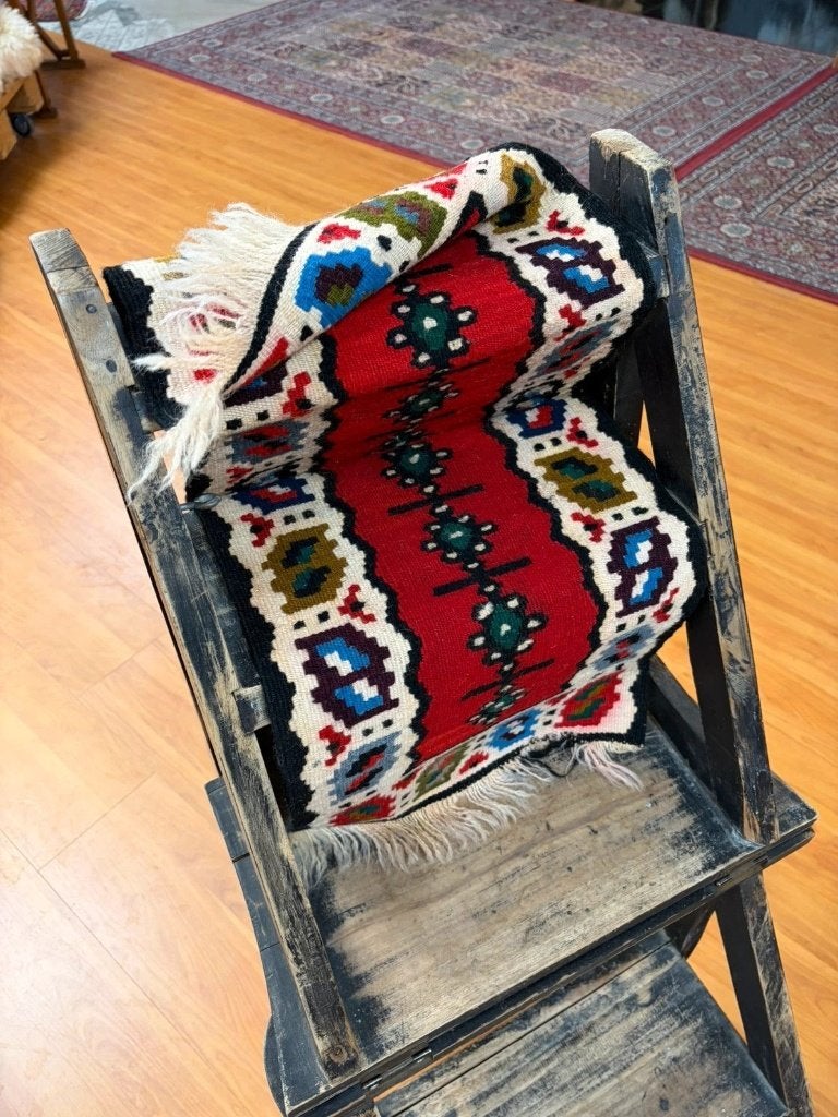Kelim lopertje rood zwart div kleuren 97/31 cm