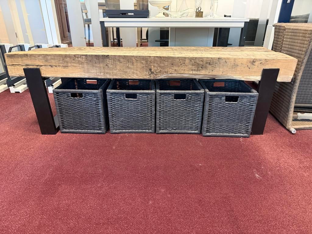 Robuust tv-meubel van echte spoorbielzen LxDxH 180x52x55 cm, Ophalen, Modern, industrieel & landelijk, 150 tot 200 cm, Minder dan 100 cm