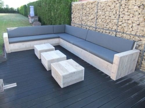 loungeset loungebank hoekbank tuinset bank oranje kussens, Ophalen of Verzenden, Nieuw