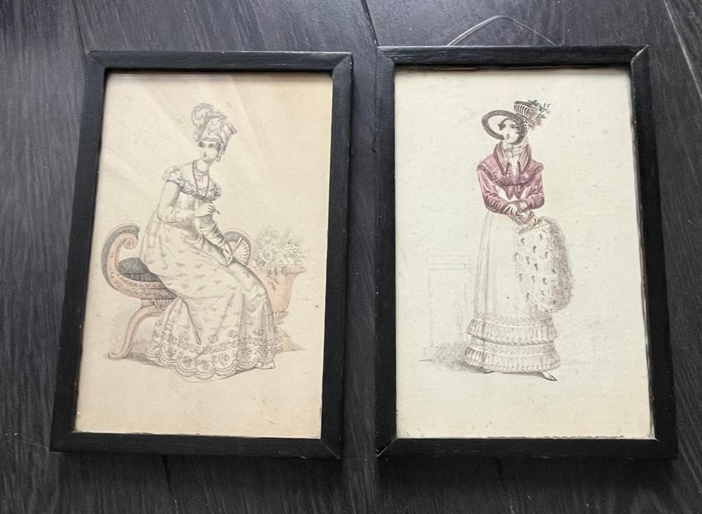 Set van 2 antieke mode prenten, 'Evening Dress' en 'Walking, Antiek en Kunst, Ophalen