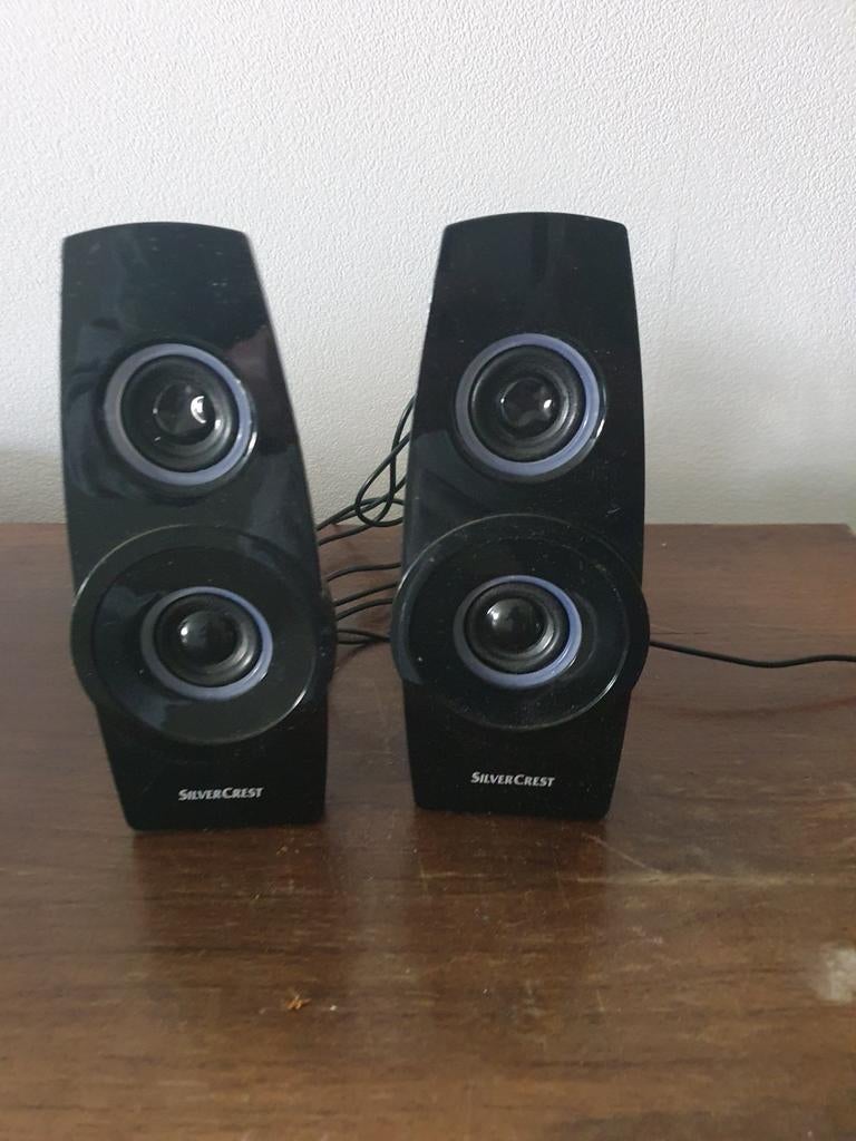 SilverCrest PC Speakers - Compact en Krachtig Geluid, Gebruikt, Minder dan 60 watt, Front, Rear of Stereo speakers, Ophalen