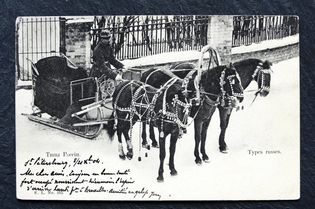 Russische paardenslee, 1904, Verzenden, Voor 1920, Gelopen, Paard