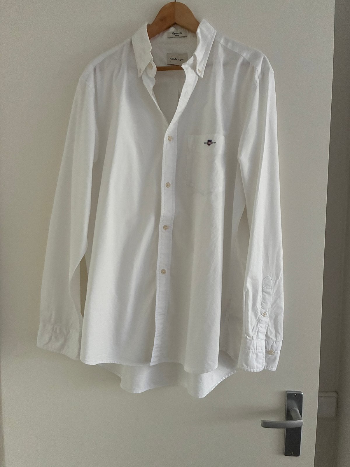 Gant heren overhemd wit maat xl (43 - 44) oxford regular fit, Ophalen of Verzenden, Zo goed als nieuw, Wit, Halswijdte 43/44 (XL)