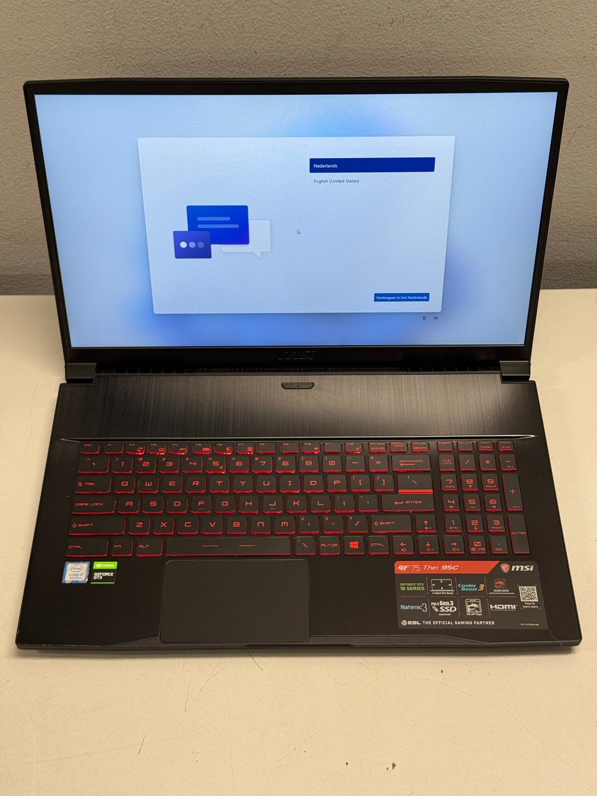 MSI GF75 Thin 9SC Gaming Laptop 17.3 inch + Tas * I.Z.G.S.*, Msi, Met videokaart, 2 tot 3 Ghz, Qwerty