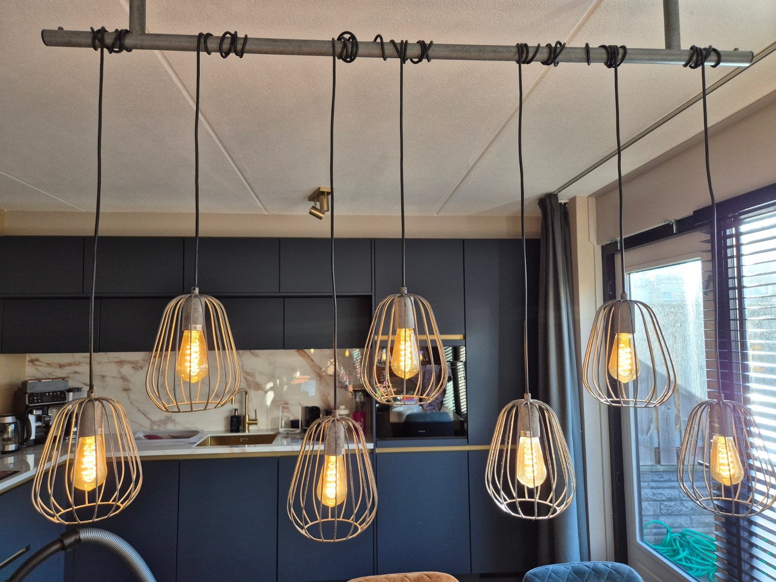 Industriële hanglamp, Huis en Inrichting, Lampen | Hanglampen, Ophalen, Zo goed als nieuw, Minder dan 50 cm