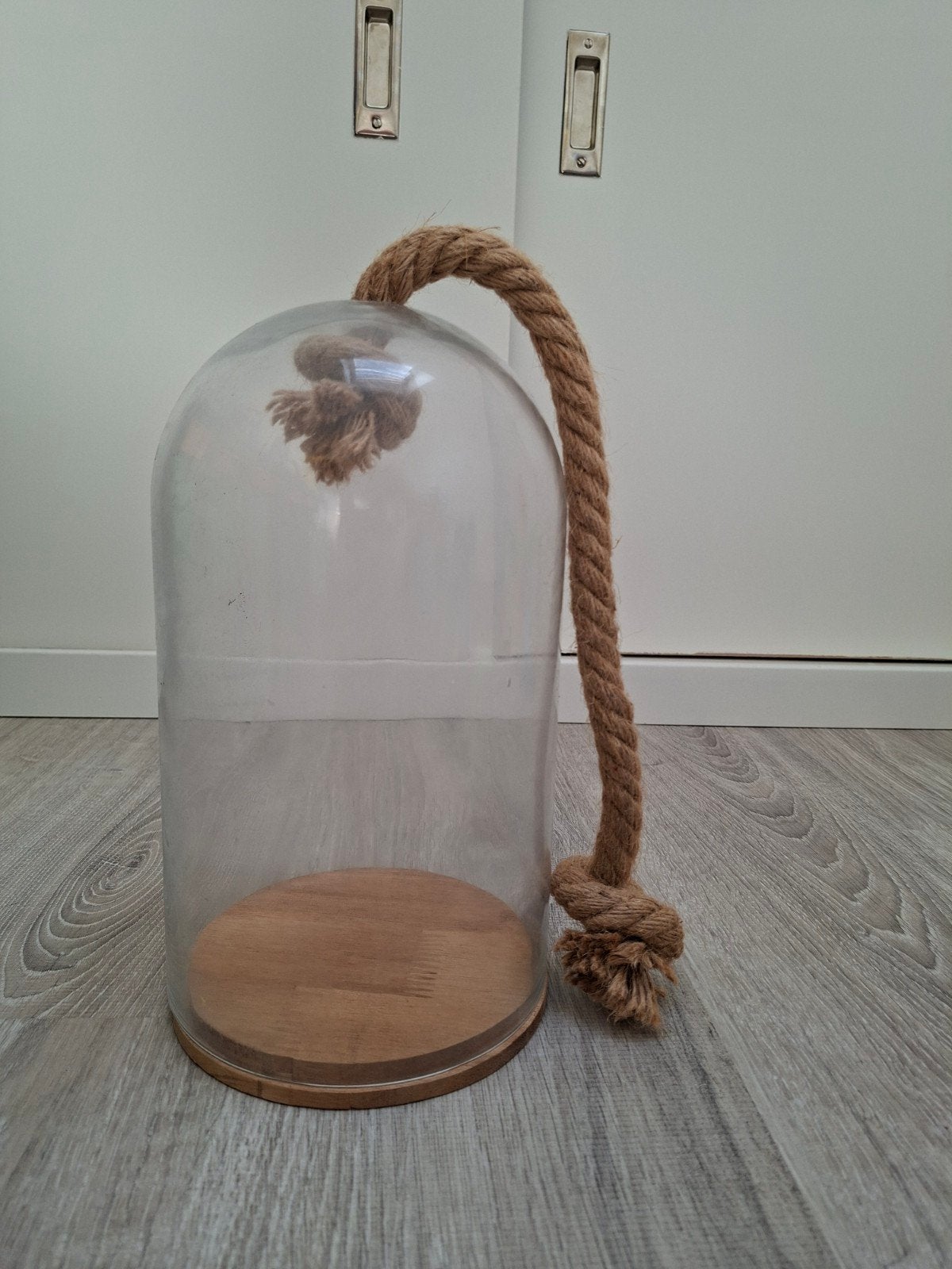 Glazen stolp met touw - Decoratieve blikvanger, Ophalen, Zo goed als nieuw, Glas, Landelijk