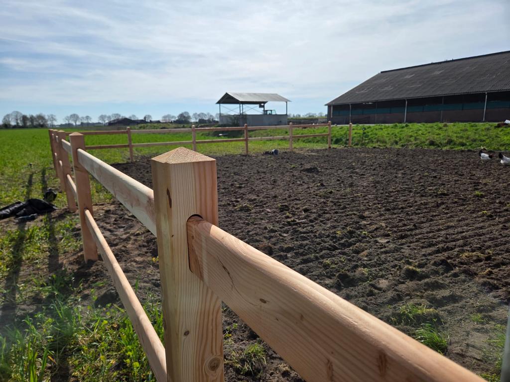 Doorsteek omheining paardenhekwerk douglas 2 liggers, Ophalen, Nieuw, Hout, Tuinhek