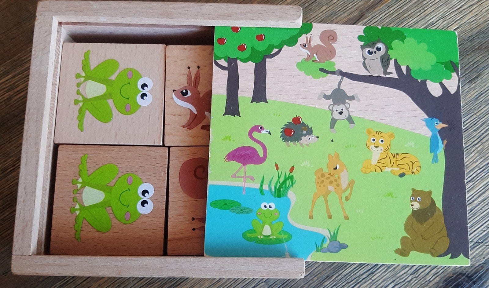 Houten Memory Spel met Dieren Thema, Ophalen of Verzenden, Zo goed als nieuw, Puzzelen