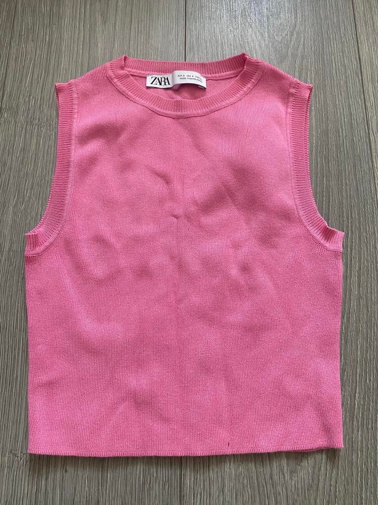 zara dames basic roze tank top shirt mt S, Kleding | Dames, Zara, Ophalen of Verzenden, Zo goed als nieuw, Korte mouw