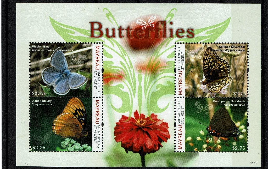 ST VINCENT 2011 PF BLOK VLINDERS INSECTEN BUTTERFLIES 2, Ophalen of Verzenden, Postfris, Dier of Natuur