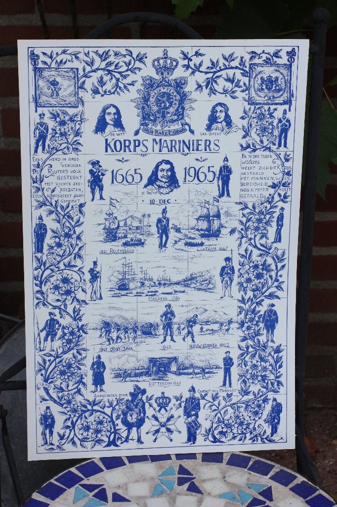 Korps Mariniers 300 jaar 1665-1965 hist. herdenkingsposter, Ophalen of Verzenden, Marine, Nederland, Overige typen