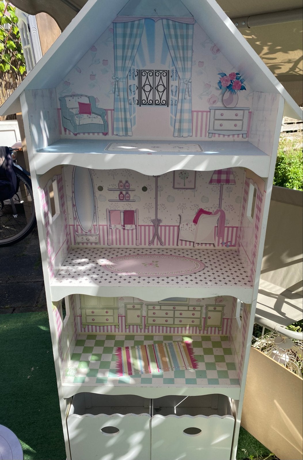 Groot houten Barbie poppenhuis met 3 verdiepingen, Ophalen, Gebruikt, Poppenhuis