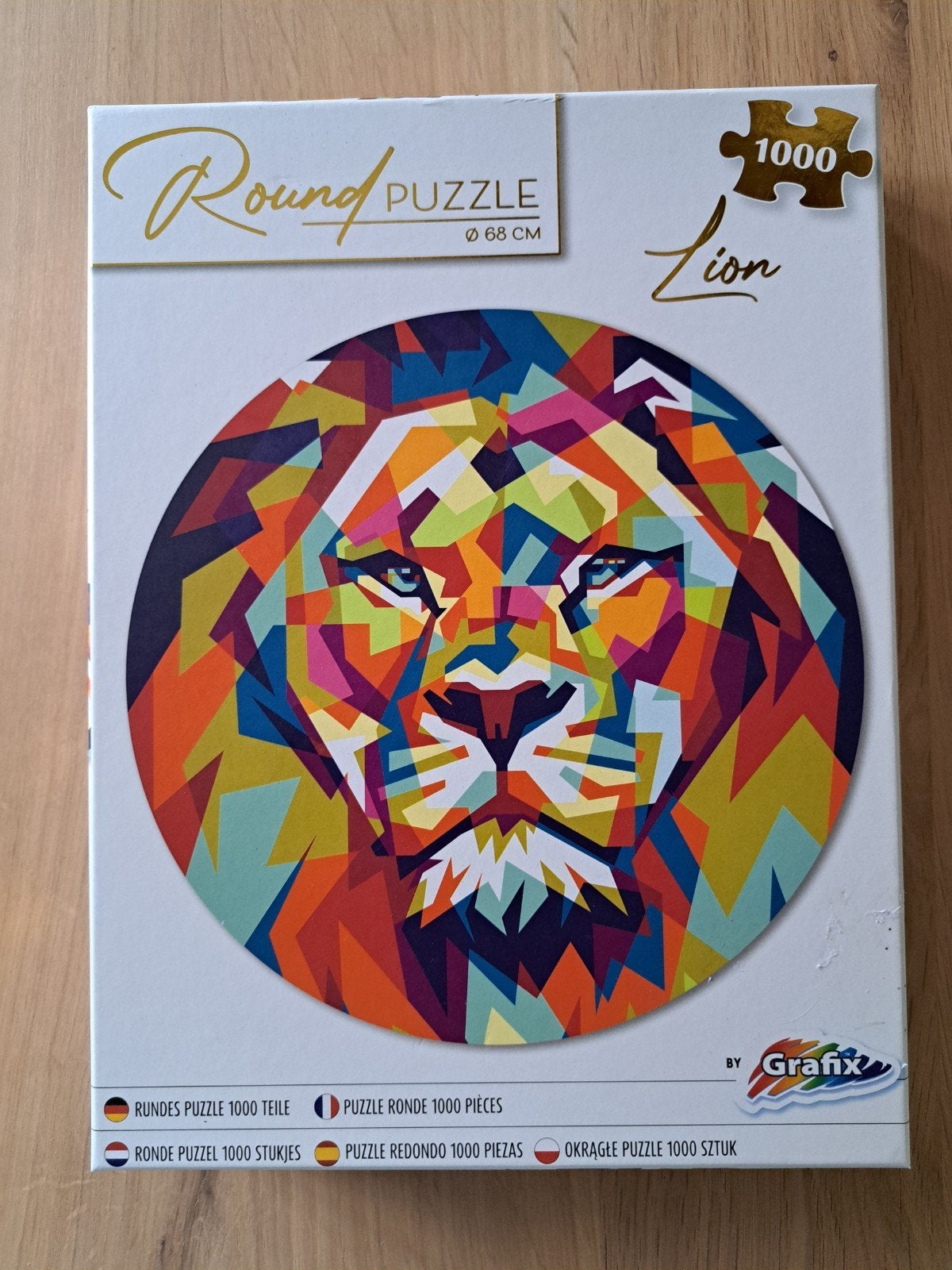Round Puzzle Leeuw 1000 stukjes - Grafix, Ophalen of Verzenden, 500 t/m 1500 stukjes, Zo goed als nieuw, Legpuzzel