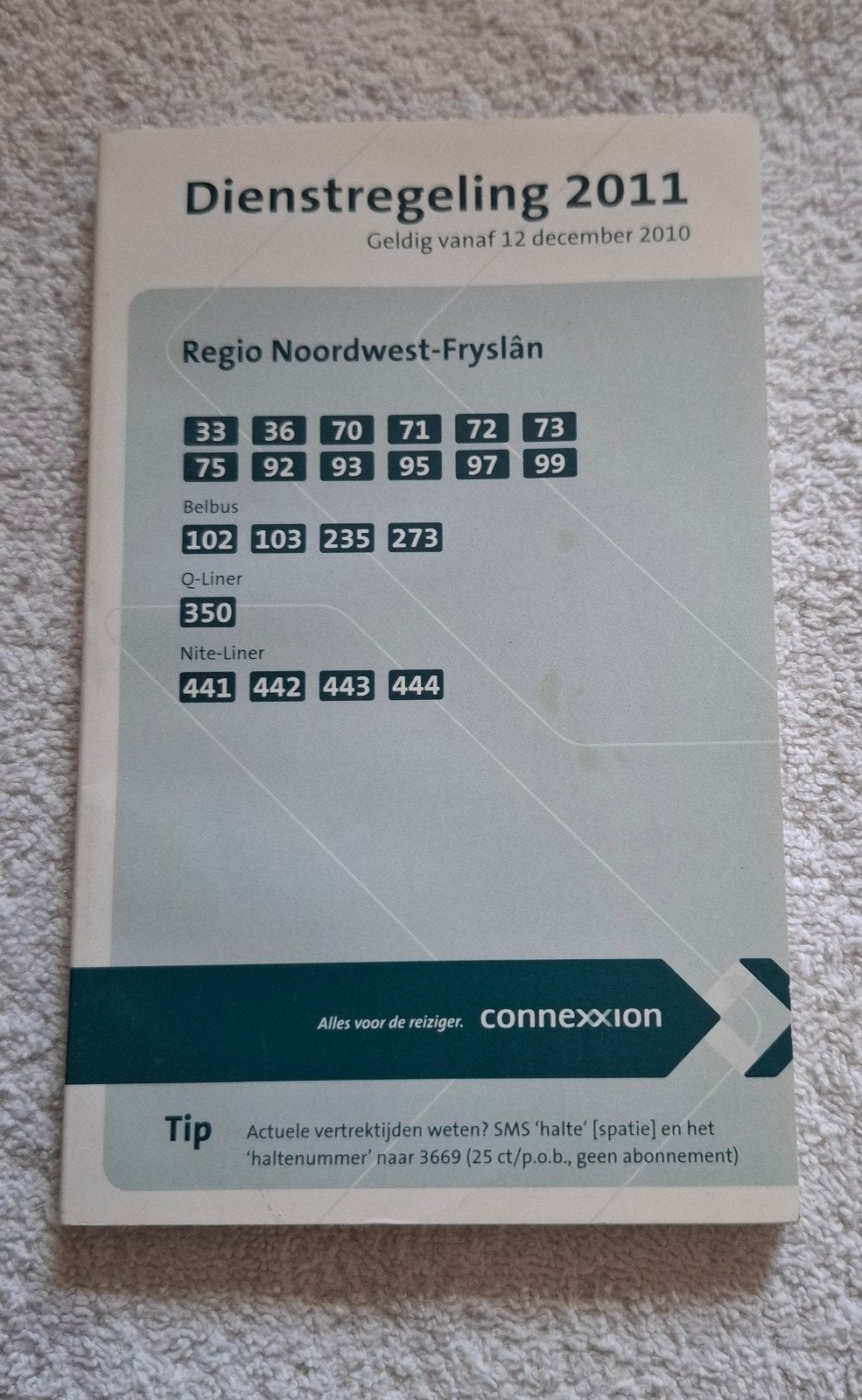 Dienstregeling 2011 Regio Noordwest-Fryslân Connexxion, Ophalen of Verzenden, Gelezen, Overige typen