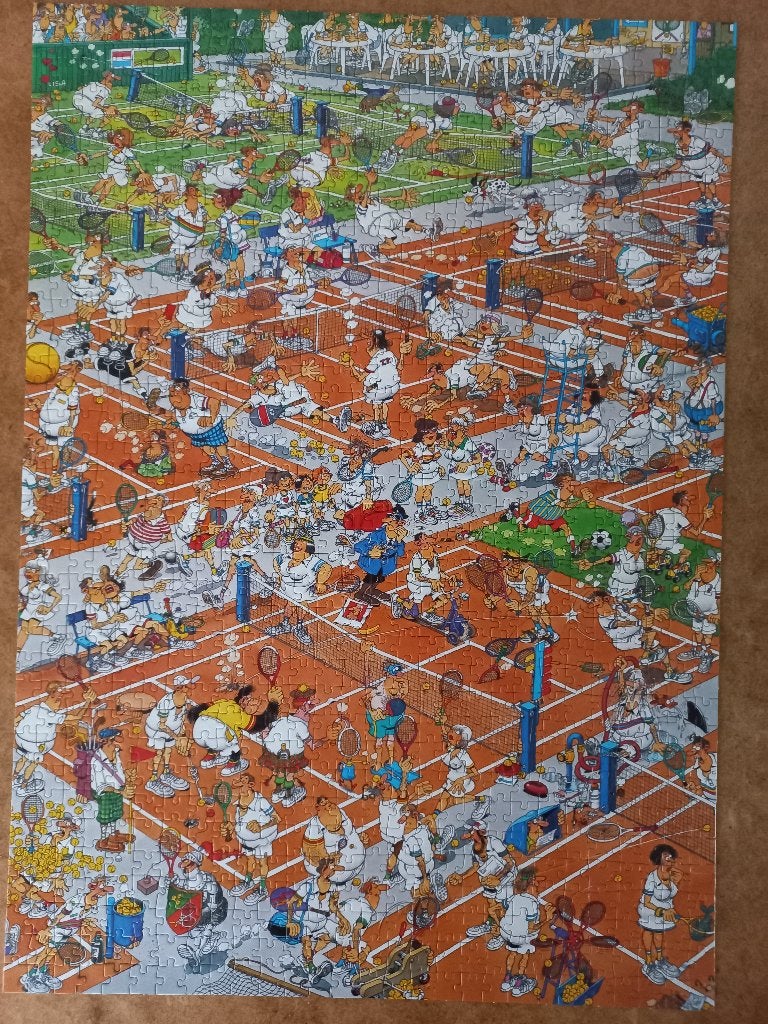 jan van haasteren Tennis, Ophalen of Verzenden, 500 t/m 1500 stukjes, Gebruikt, Legpuzzel