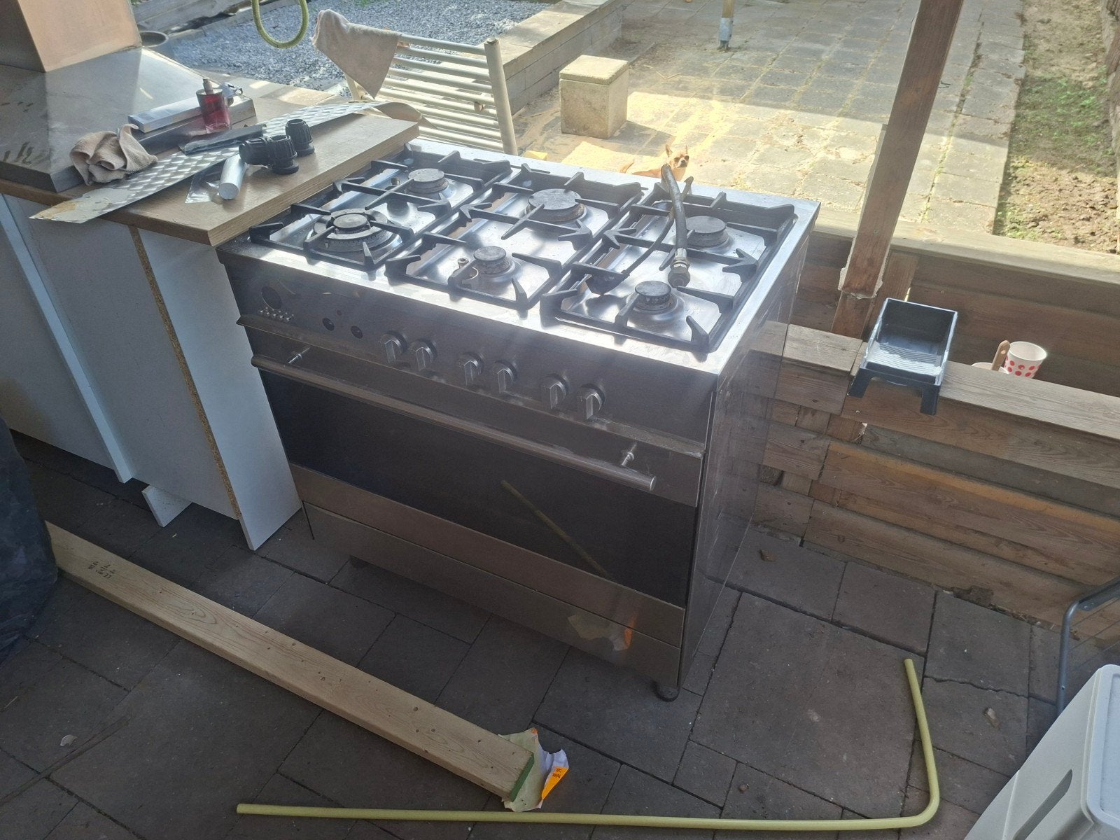 6-pits gasfornuis/oven, Ophalen, Gebruikt, 60 cm of meer, Gas
