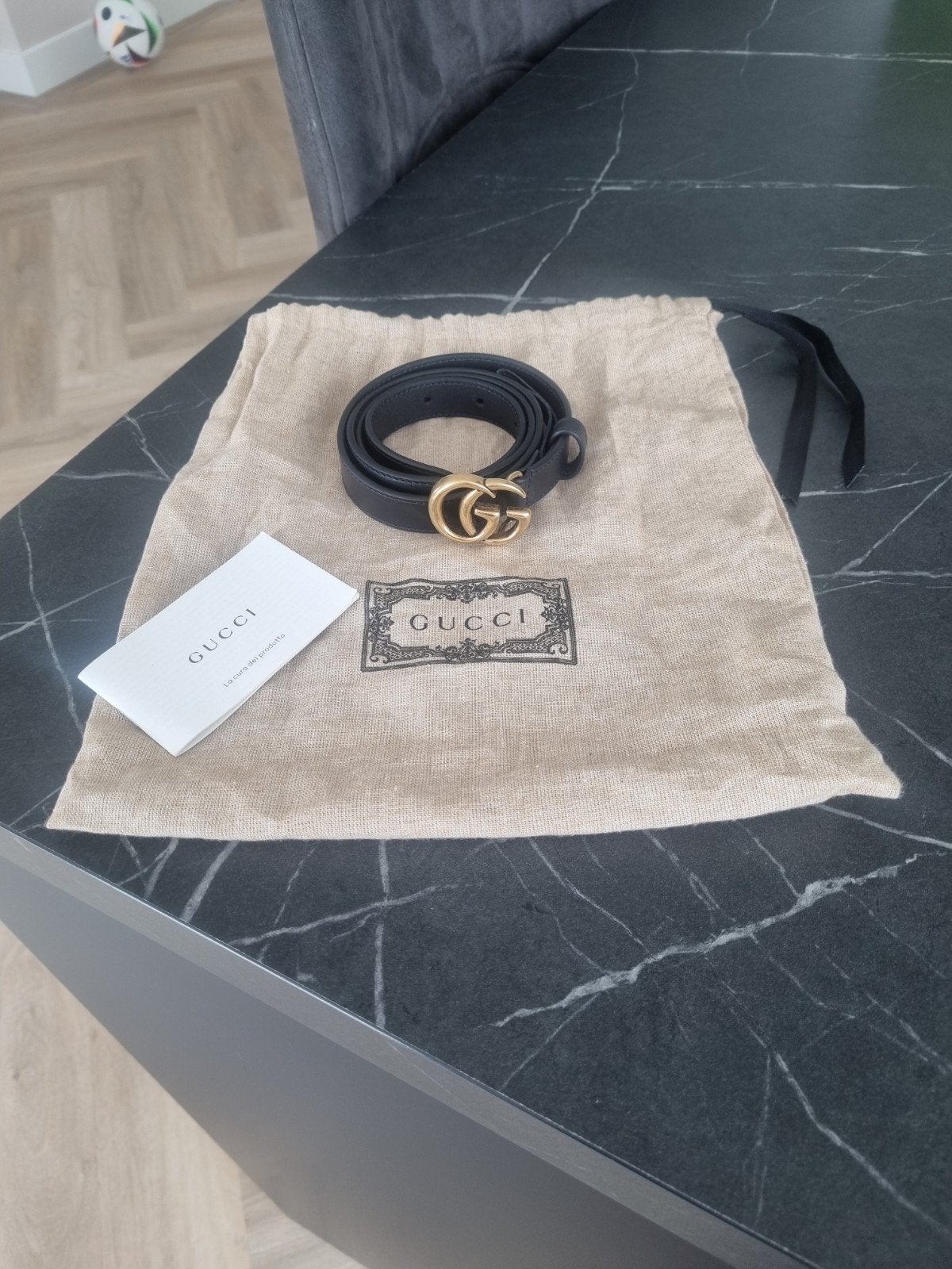 Gucci marmont riem zwart/goud, Ophalen, Zo goed als nieuw, Zwart, Tailleriem