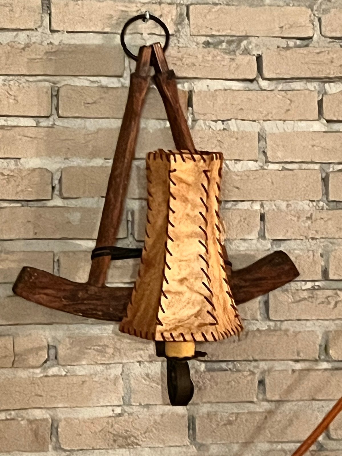 Grote Vintage Retro wandlamp, Huis en Inrichting, Lampen | Wandlampen, Ophalen of Verzenden, Gebruikt, Hout