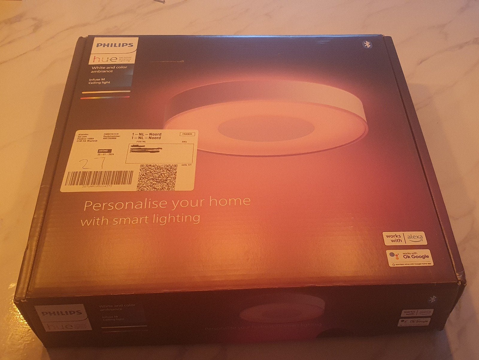 Phillips Hue Infuse M plafondlamp - zo goed als nieuw, Ophalen, Modern, Meerkleurig, LED