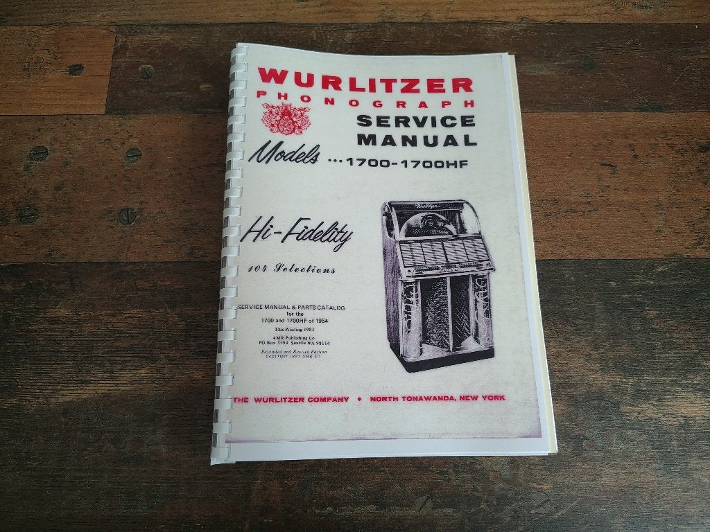 Service Manual: Wurlitzer 1700 (1954) jukebox NIEUW !!, Verzenden, Nieuw, 1950 tot 1960, Seeburg