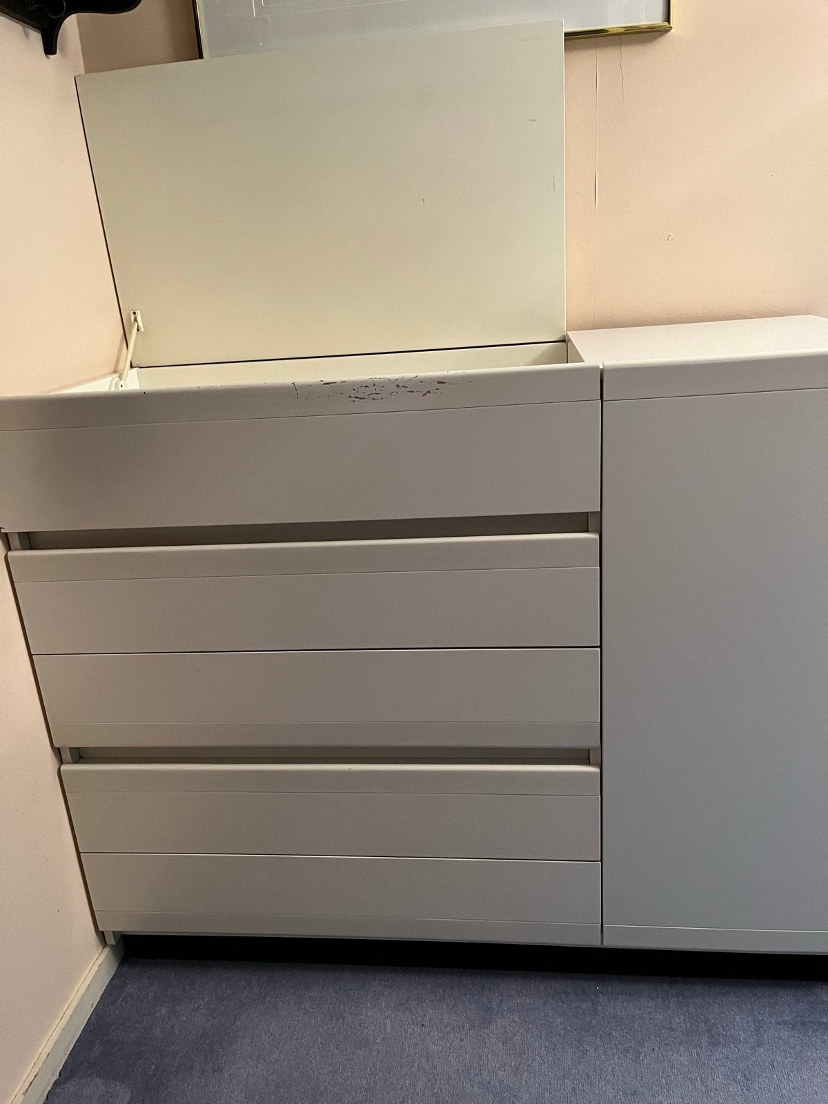 Commode met lades en opbergruimte - Wit, Ophalen, Gebruikt, 100 tot 150 cm, 3 of 4 laden