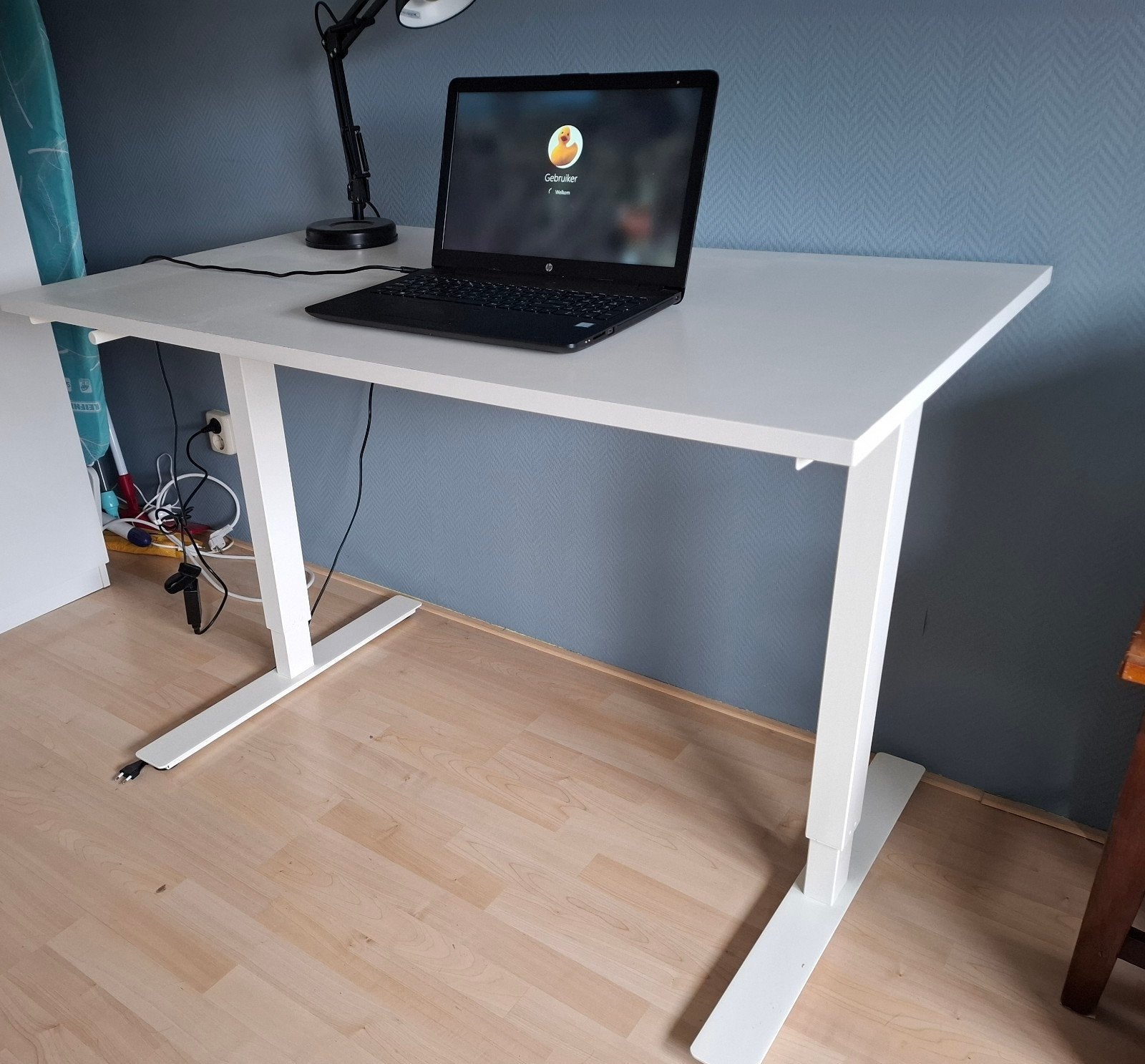 Skarsta (Trotten) zit-sta bureau wit 120 x 70 cm, Huis en Inrichting, Ophalen, Zit-sta bureau, Gebruikt, 70 cm