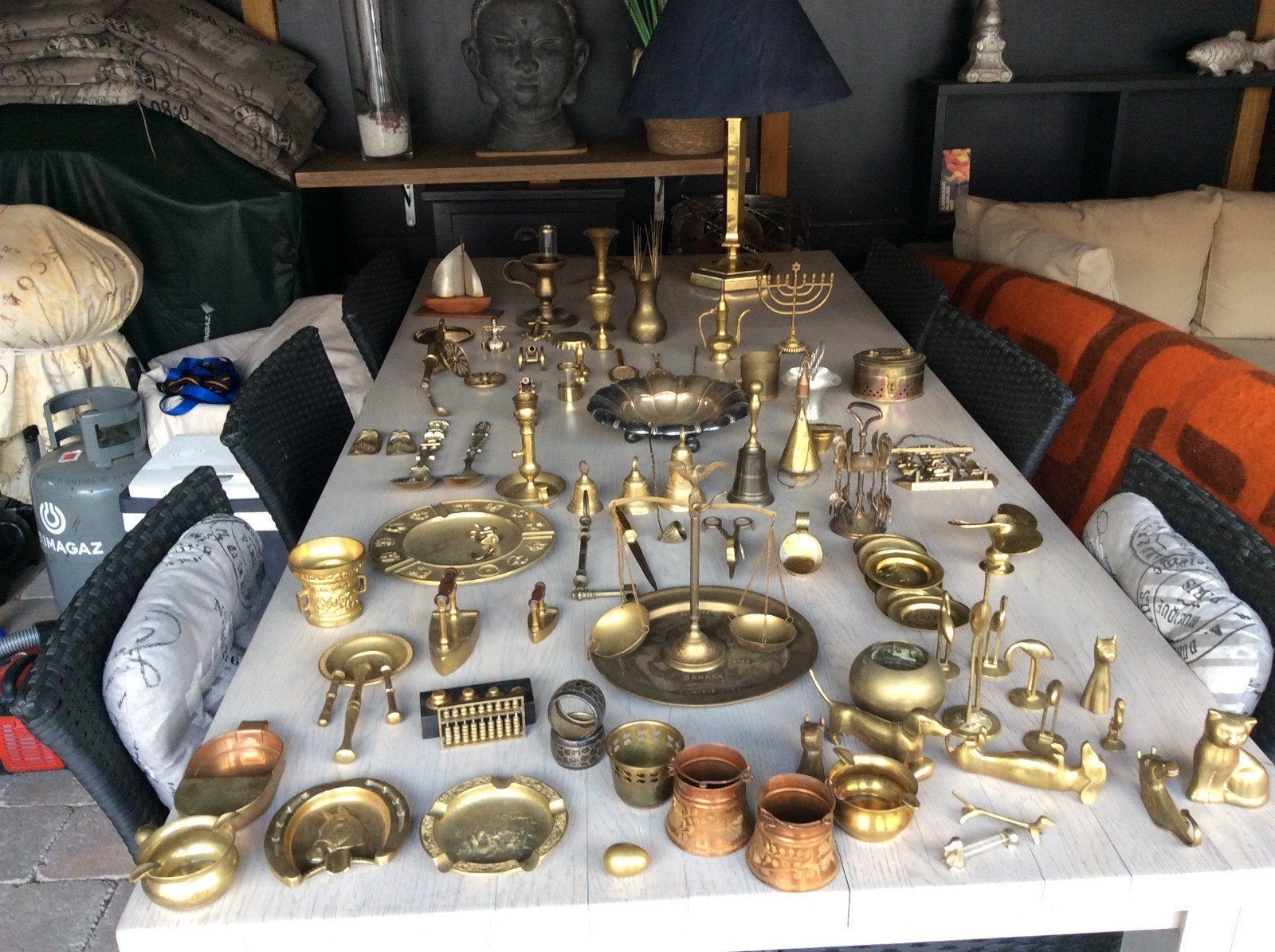 Grote collectie messing en koperen decoratie en beeldjes, Ophalen