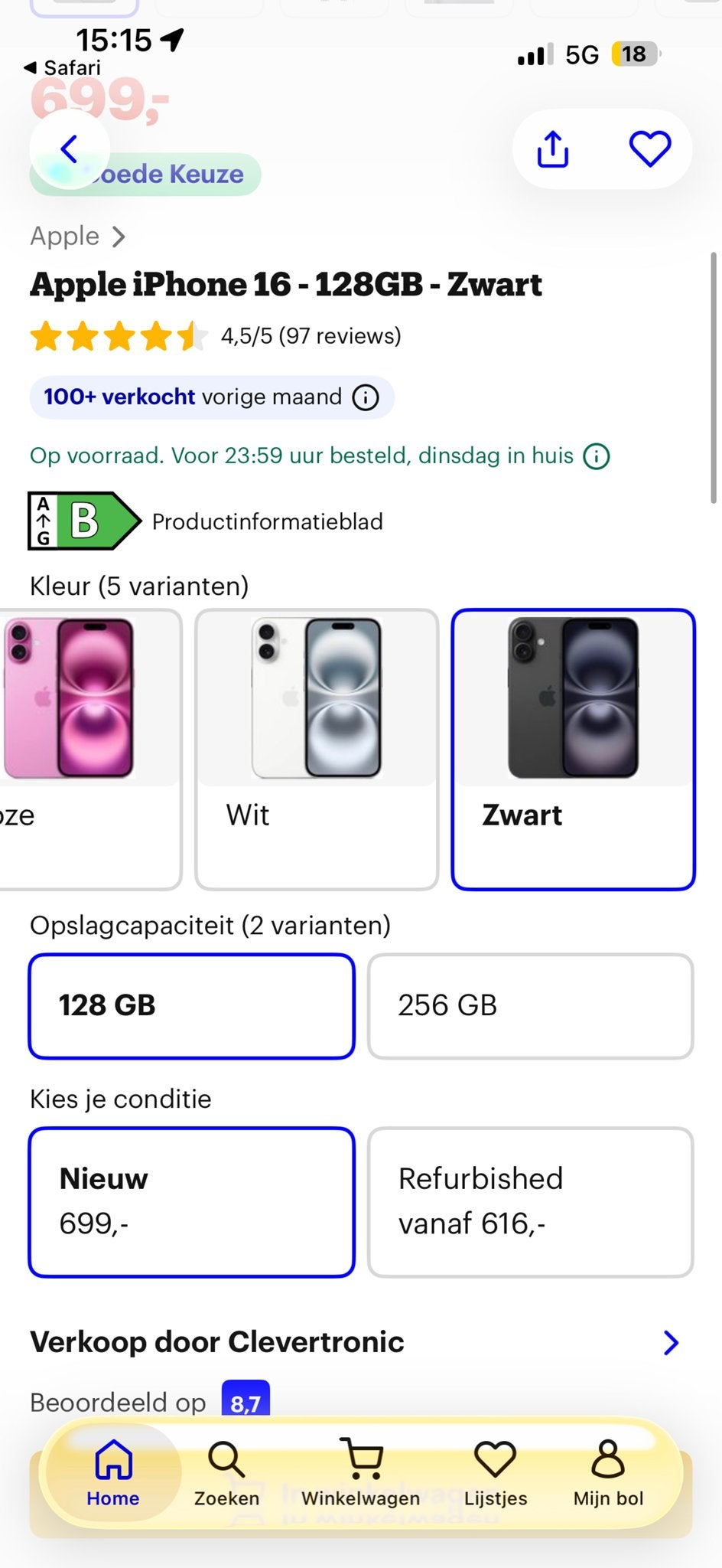Apple iPhone 16 - 128GB - Zwart - Nieuw, Telecommunicatie, Mobiele telefoons | Apple iPhone, 128 GB, Zwart, Nieuw, IPhone 16