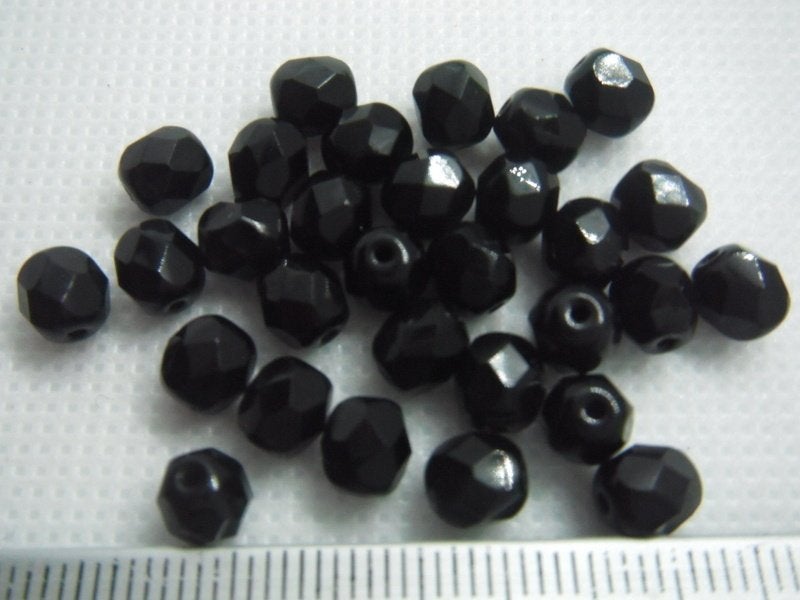 30 glas facet kralen 6mm. zwart, Ophalen of Verzenden, Nieuw, Kraal