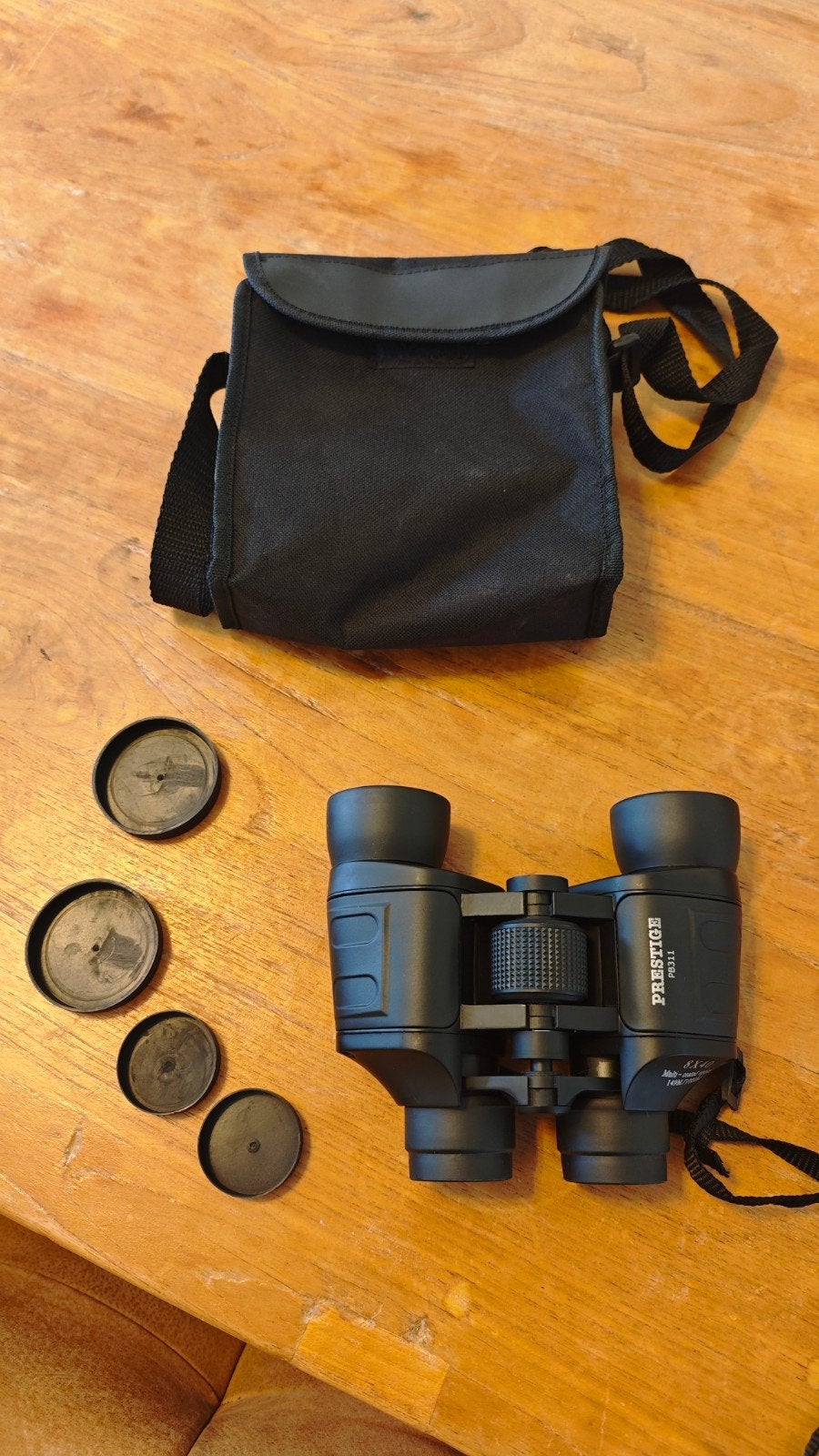 Prestige PB311 Verrekijker met tas en lensdoppen, Gebruikt, Dakkant (recht), Ophalen of Verzenden, 8 tot 12x