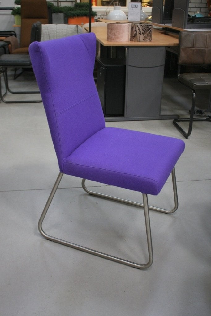 Leuke eetkamerstoel Largo Jess Design sledestoel paars vilt, Ophalen, Gebruikt, Overige kleuren, Metaal