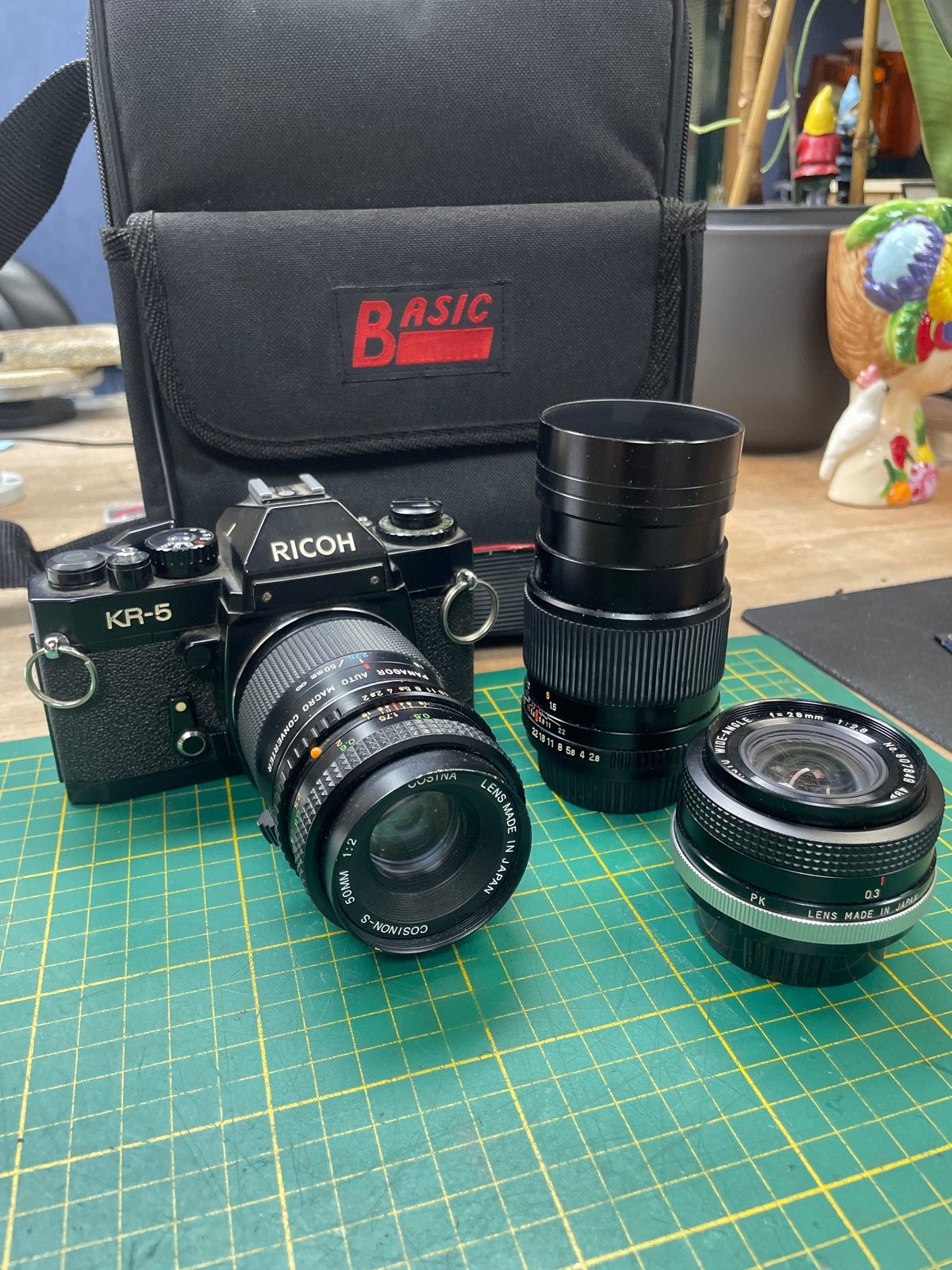 Ricoh KR-5 Spiegelreflexcamera met 2 lenzen en tas, Ricoh, Spiegelreflex, Ophalen of Verzenden, Gebruikt
